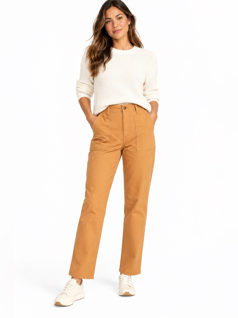 Knox Rose NWT High Rise Straight Leg Utility Pants Sand Dune Brown XXL